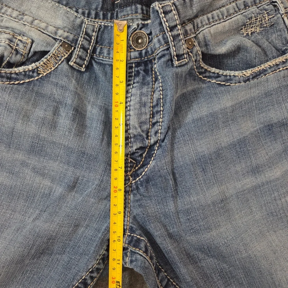 Silver Jeans Zac Mens 34x32 Light Wash Relaxed Straight Denim Jeans Distressed